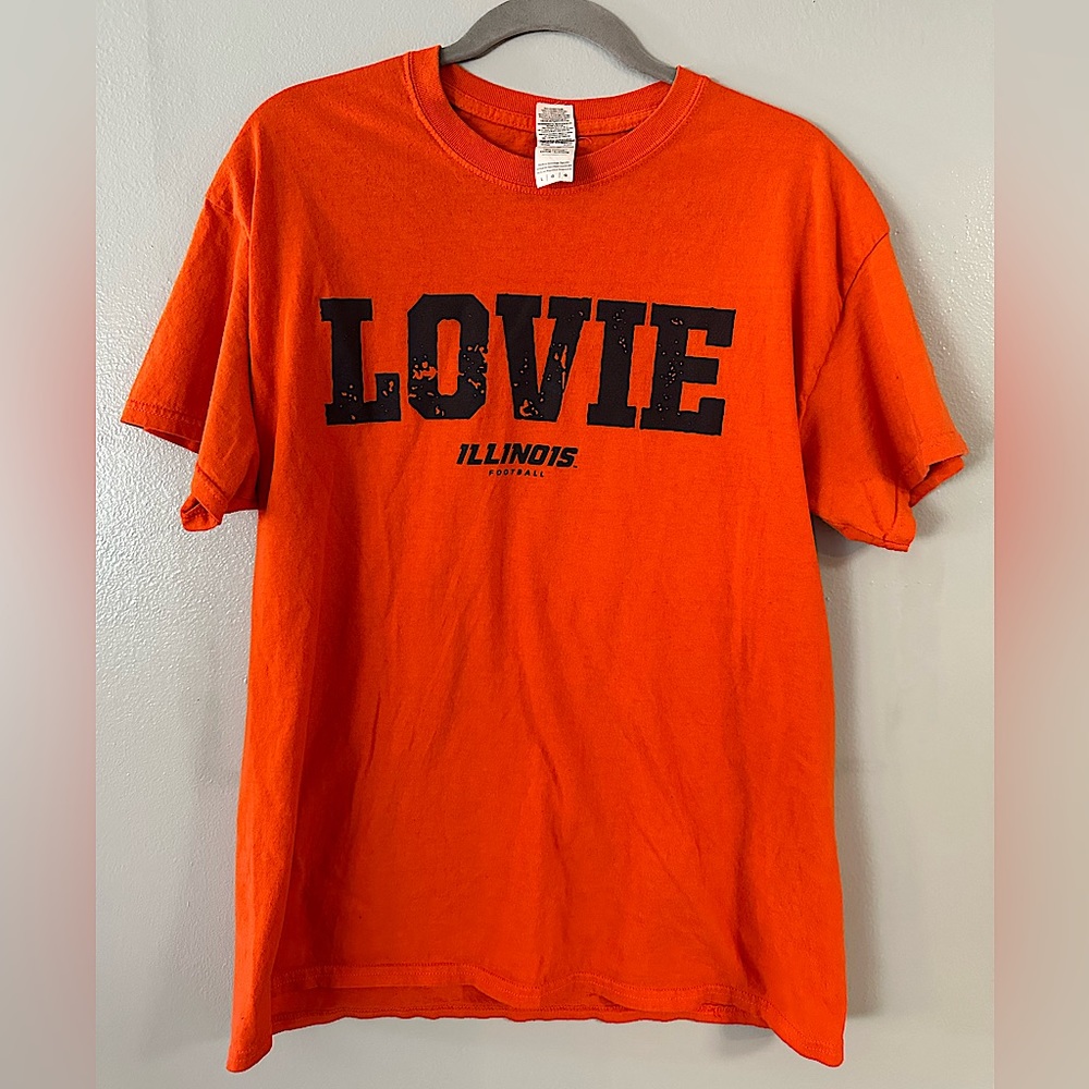 Orange Gildan Size L Lovie Football T-shirt #WeWillWin University of Illinois
